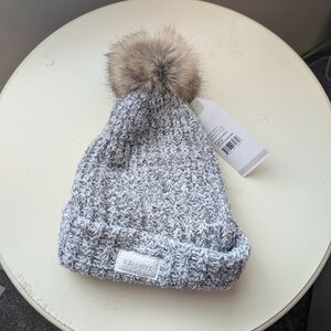 Softies Grey Plush New Hat Beanie With Pom Pom Neutral Winter